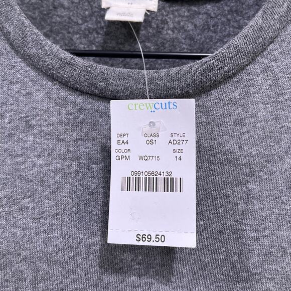 CREWCUTS J Crew Faux Fur Pocket Sweatshirt Dress Gray Sleeveless Cotton Girls 14 - Picture 7 of 7